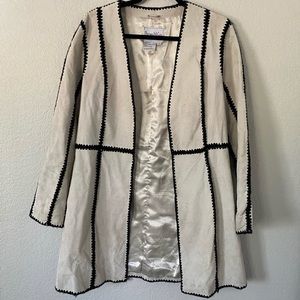 Vintage Pamela McCoy Collections Ivori & Black Mid-Length Leather Jacket